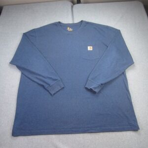 Carhartt Shirt Mens 3XL Blue Original Fit Long Sleeve Crewneck Pocket Workwear